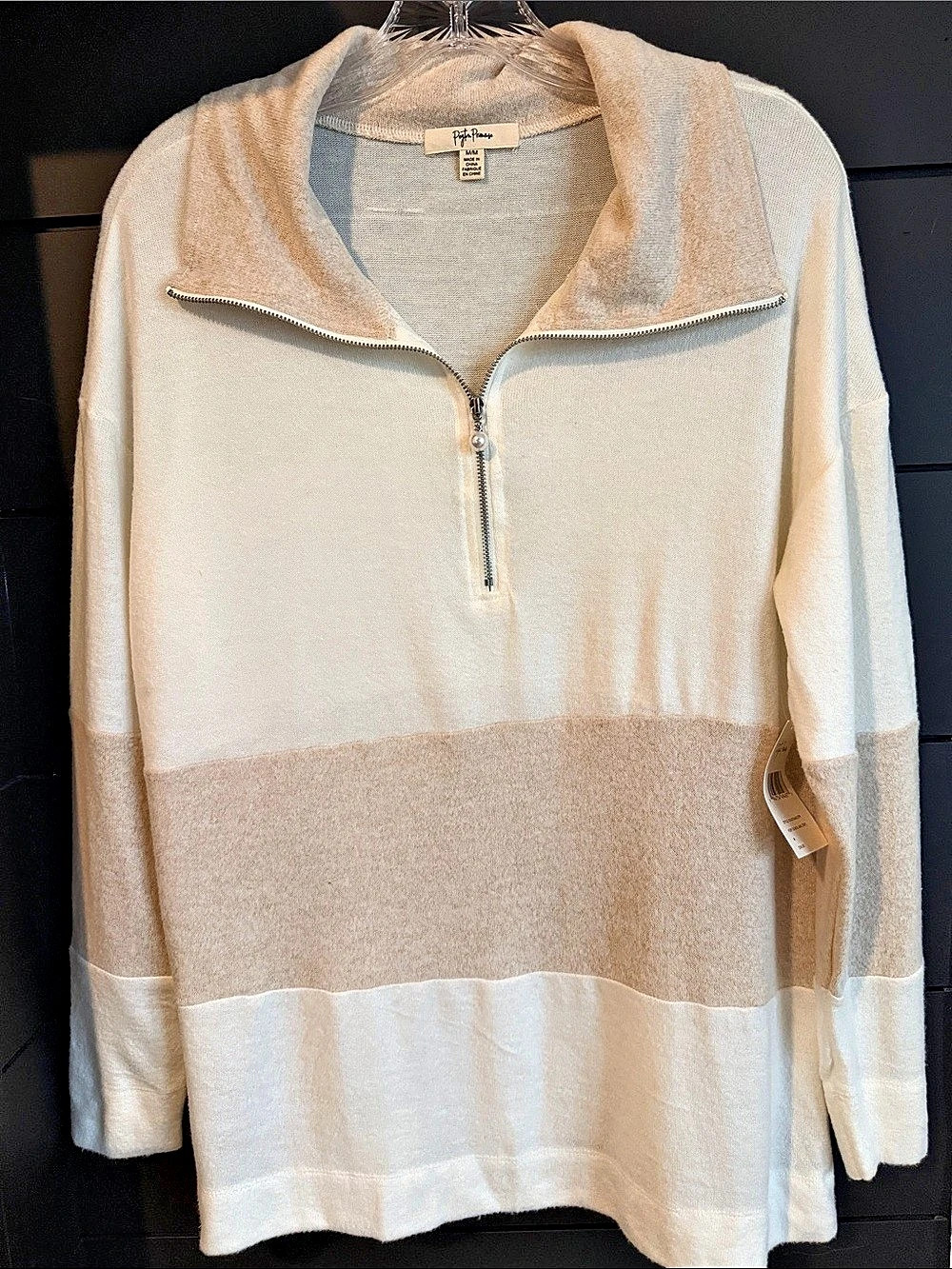Payton Primrose  Half-Zip Sweater Cream/Beige M NWT